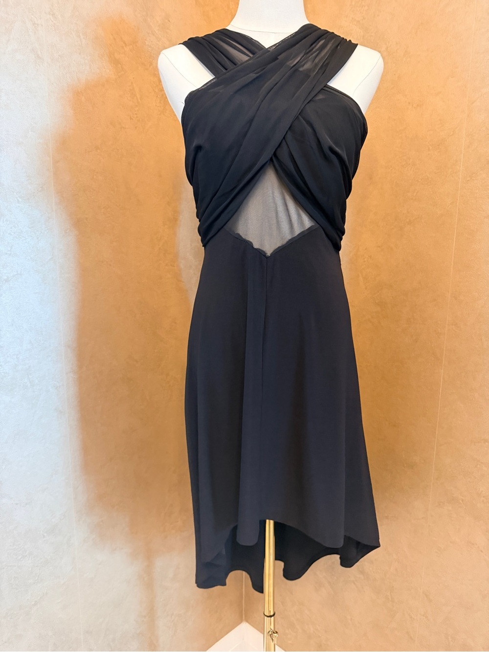 paper doll Black Draped Cross-Front High-Low Dress